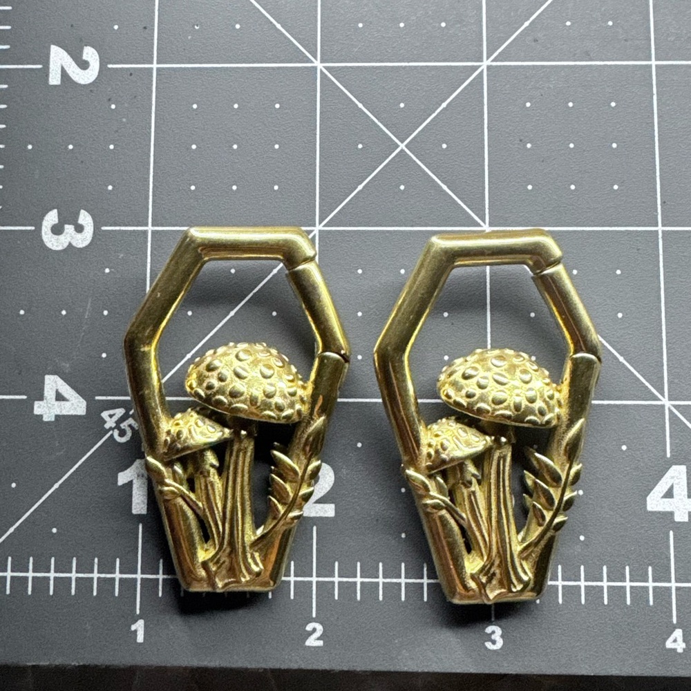 Gold Mushroom Earrings